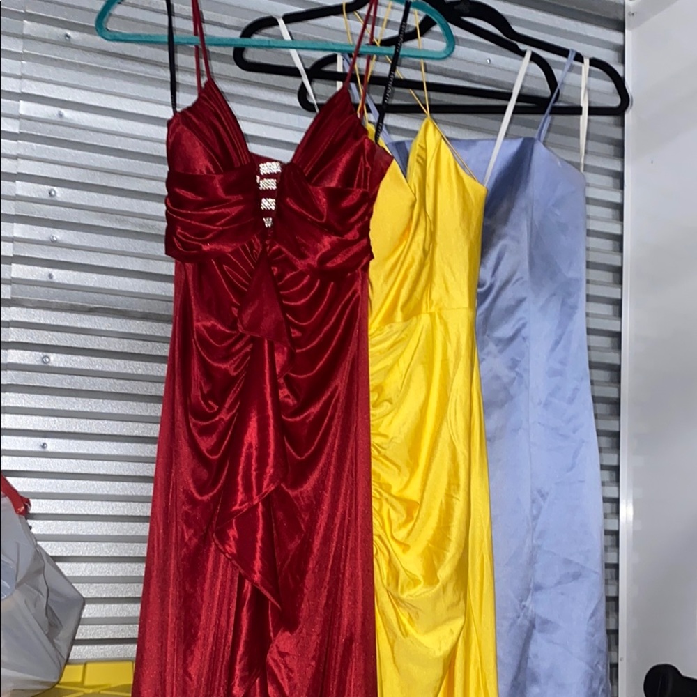 Masquerade Red Ruched Maxi Dress Spaghetti Strap Prom
